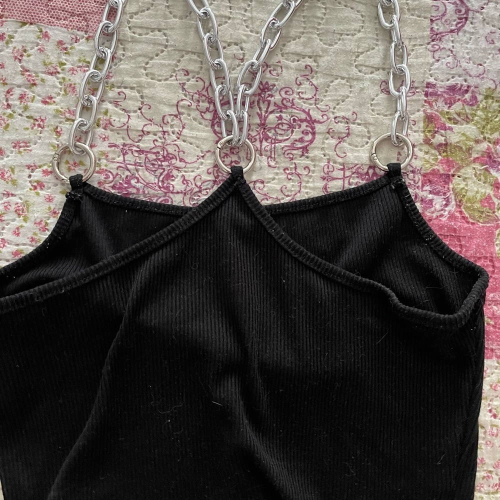 Black Chain Strap Haulter Top